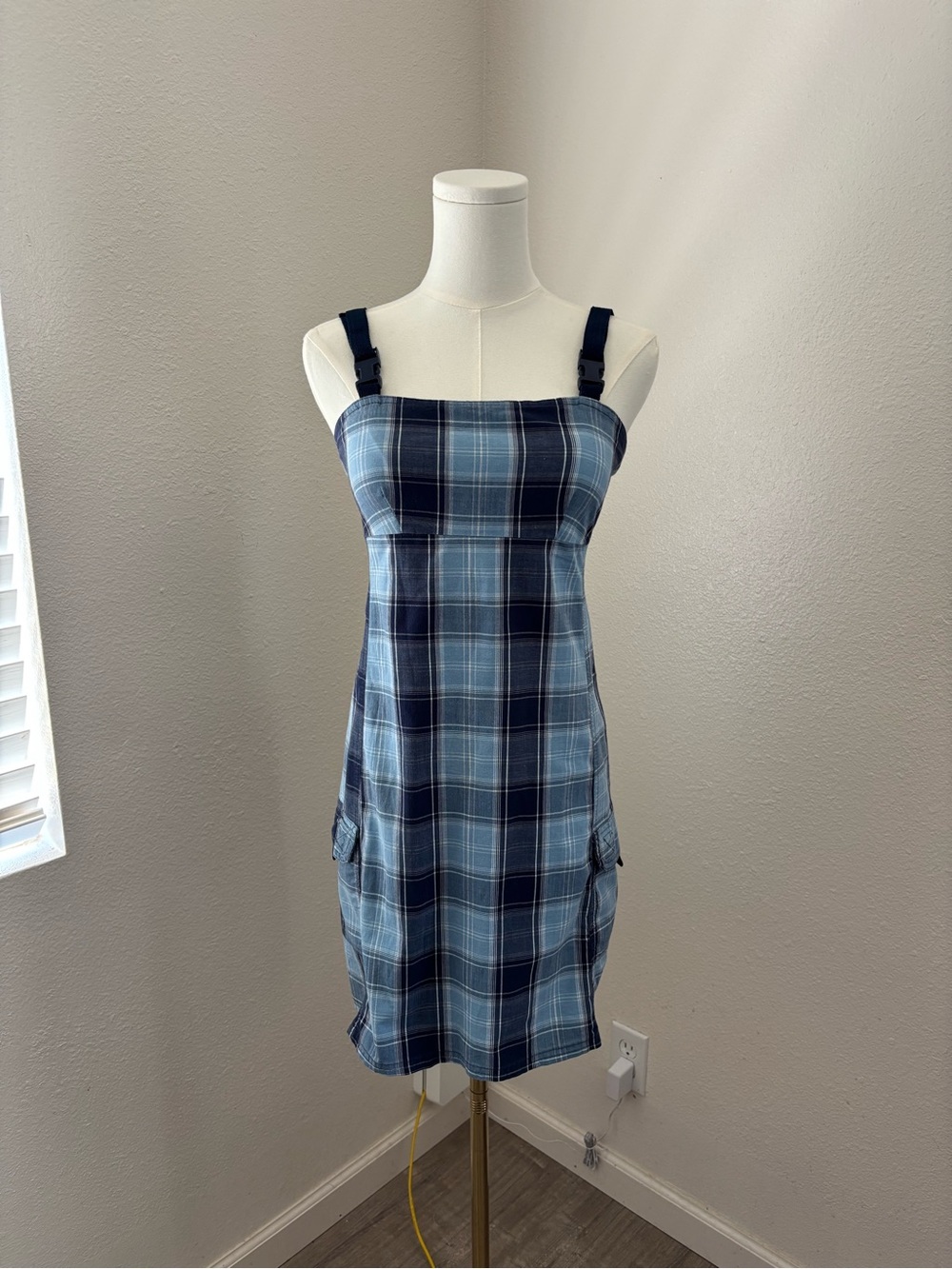 Vintage Roxy blue and white plaid dress (S)